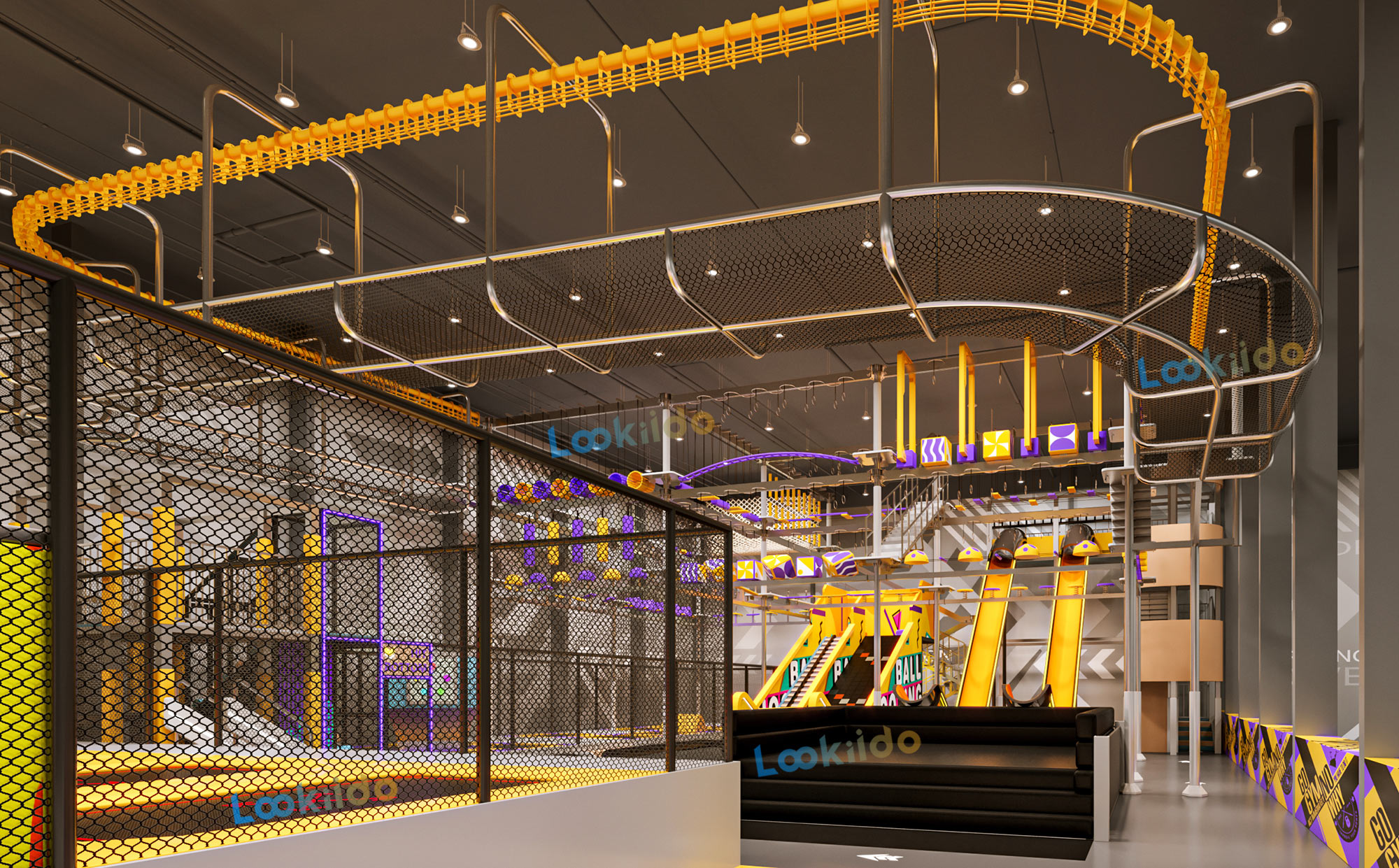 Dual-Age Indoor Adventure Park Featuring Sports Trampolines and Soft Play Maze Equipment