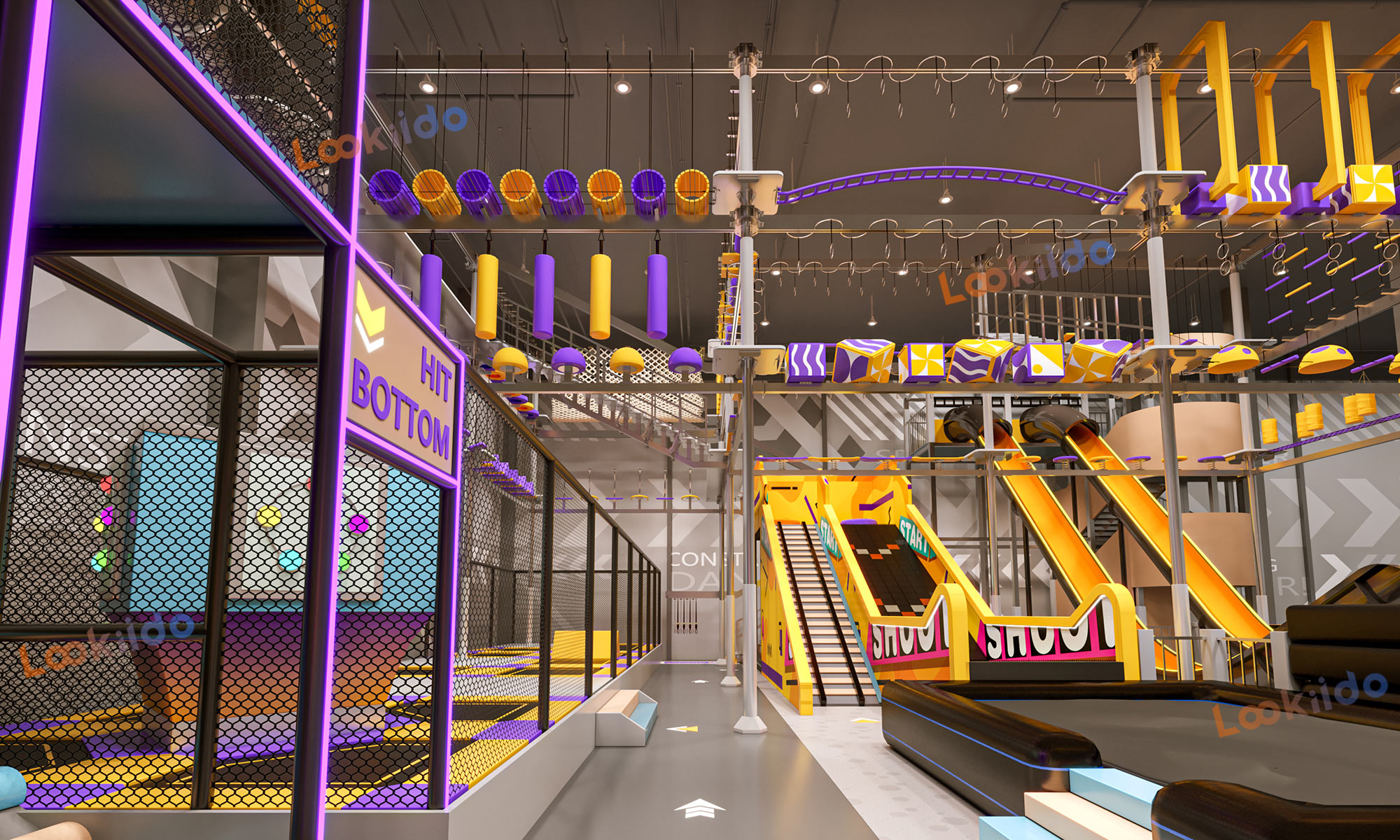 Dual-Age Indoor Adventure Park Featuring Sports Trampolines and Soft Play Maze Equipment
