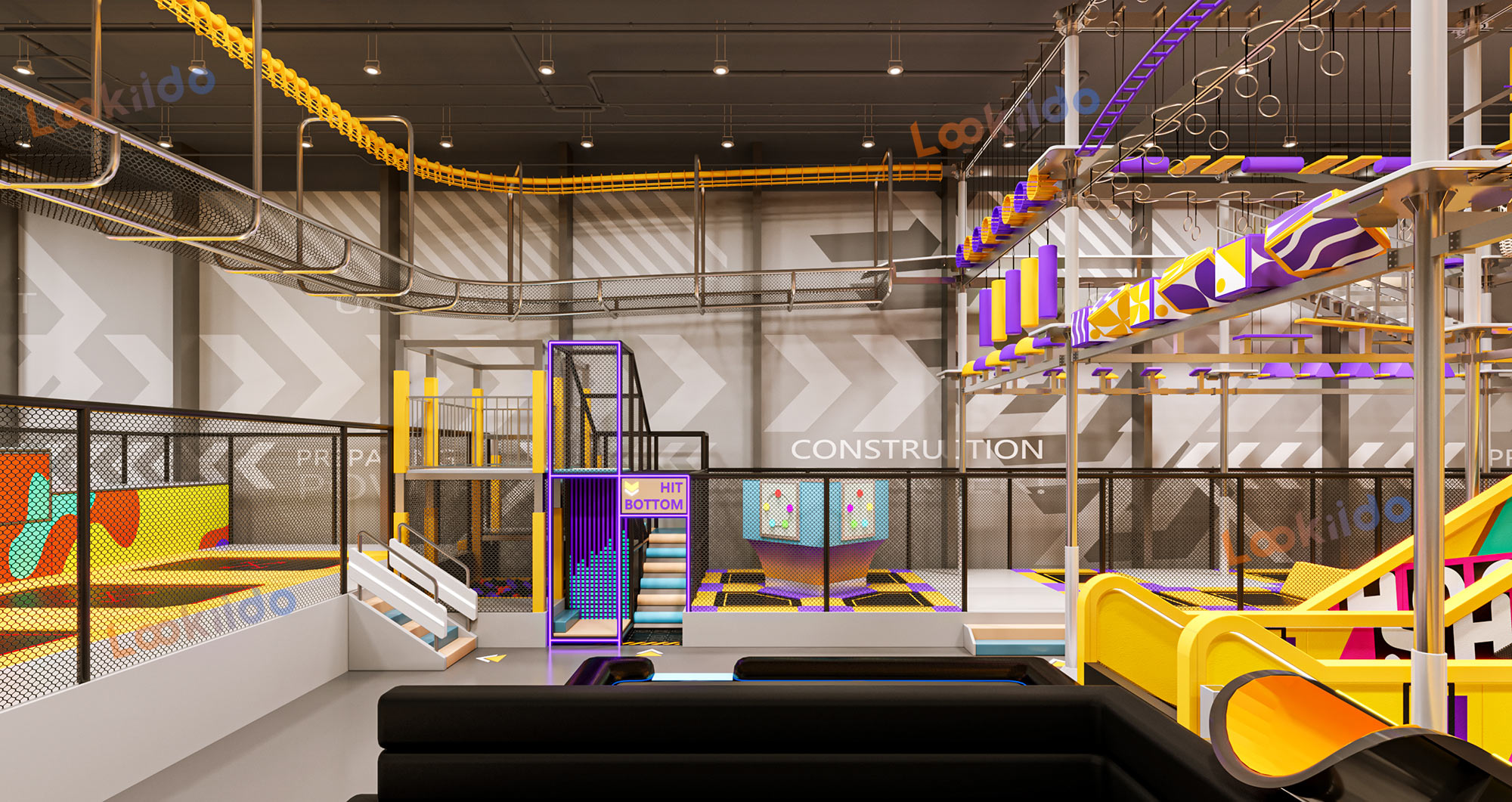 Dual-Age Indoor Adventure Park Featuring Sports Trampolines and Soft Play Maze Equipment
