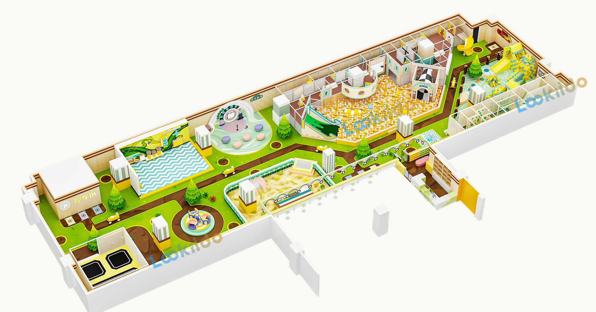 LEGO-Style Botanical Indoor Playground Manufacturers with Ride-On Cars for Ages 3-8