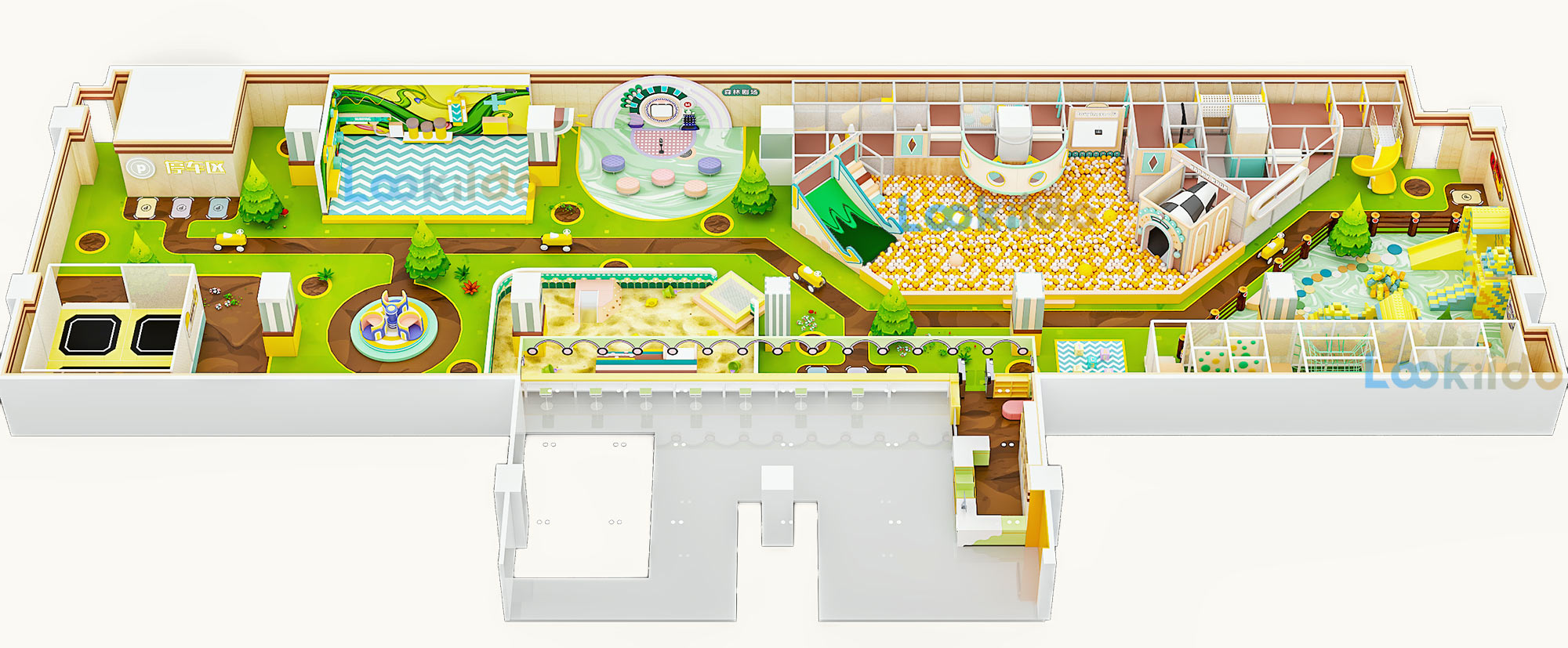 LEGO-Style Botanical Indoor Playground Manufacturers with Ride-On Cars for Ages 3-8