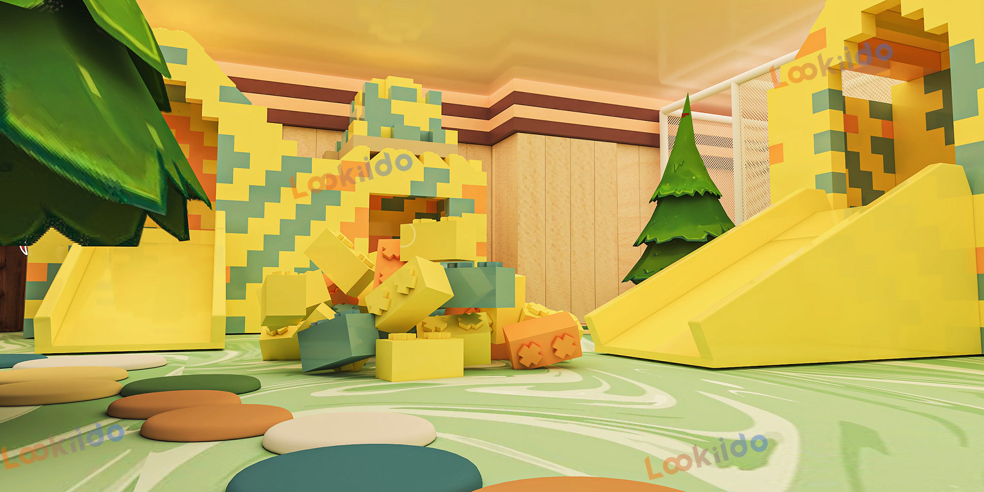 LEGO-Style Botanical Indoor Playground Manufacturers with Ride-On Cars for Ages 3-8