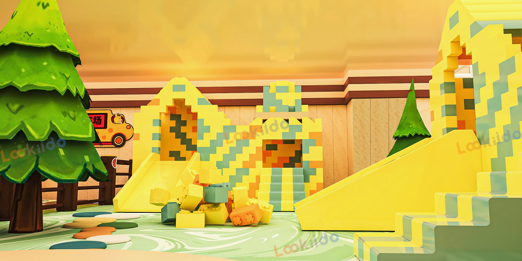 LEGO-Style Botanical Indoor Playground Manufacturers with Ride-On Cars for Ages 3-8