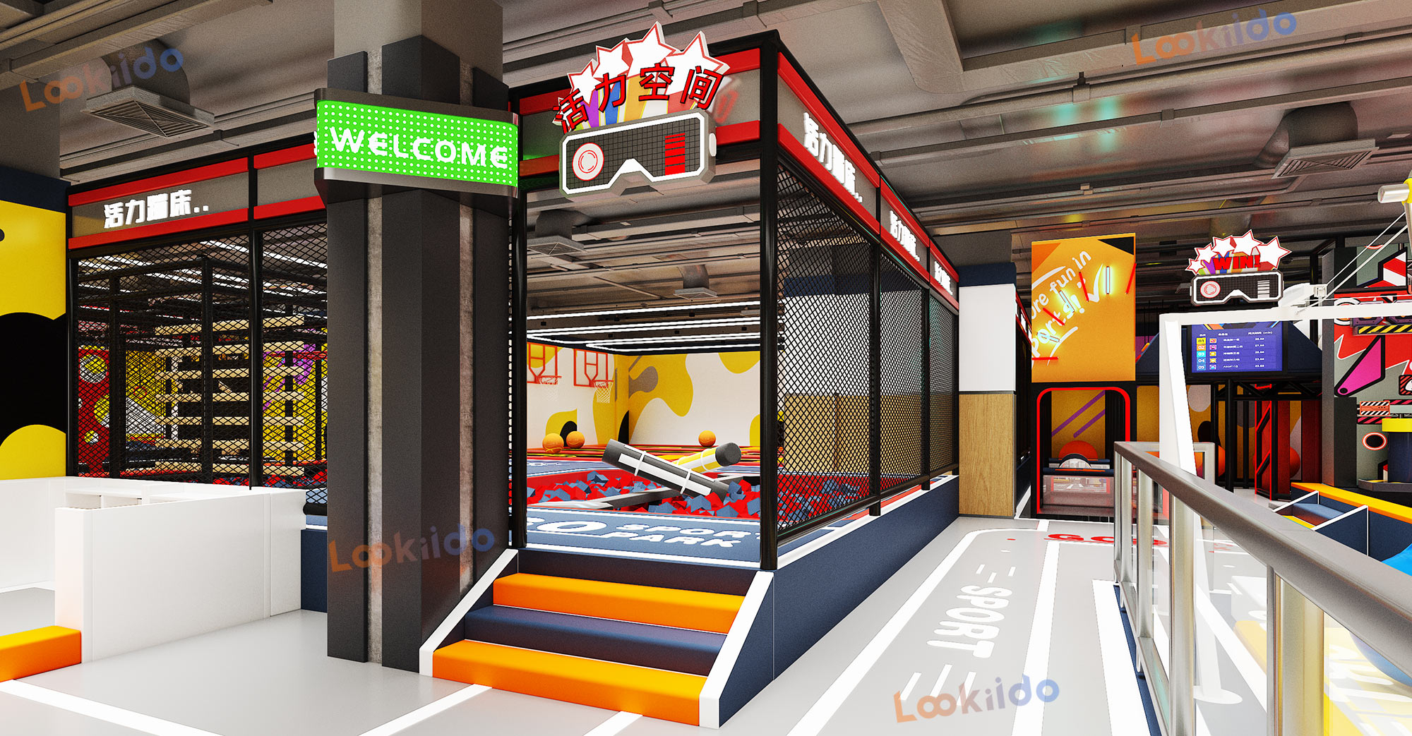 Multi Zone Indoor Adventure Park Plan Featuring Ninja Courses and Inflatable Bullfight Multi Zone Indoor Adventure Park Plan Featuring Ninja Courses and Inflatable Bullfight