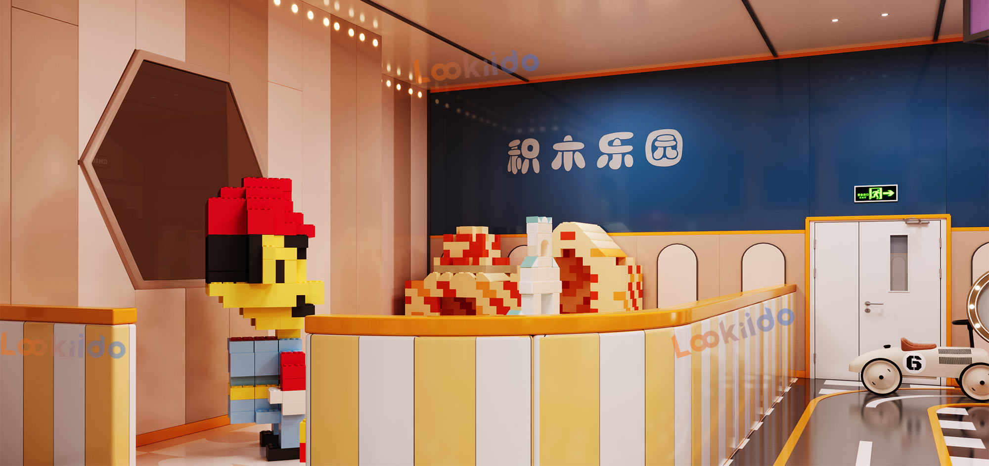 Compact Three-Story Indoor Play Equipment with Role Play Zones for Retail Locations