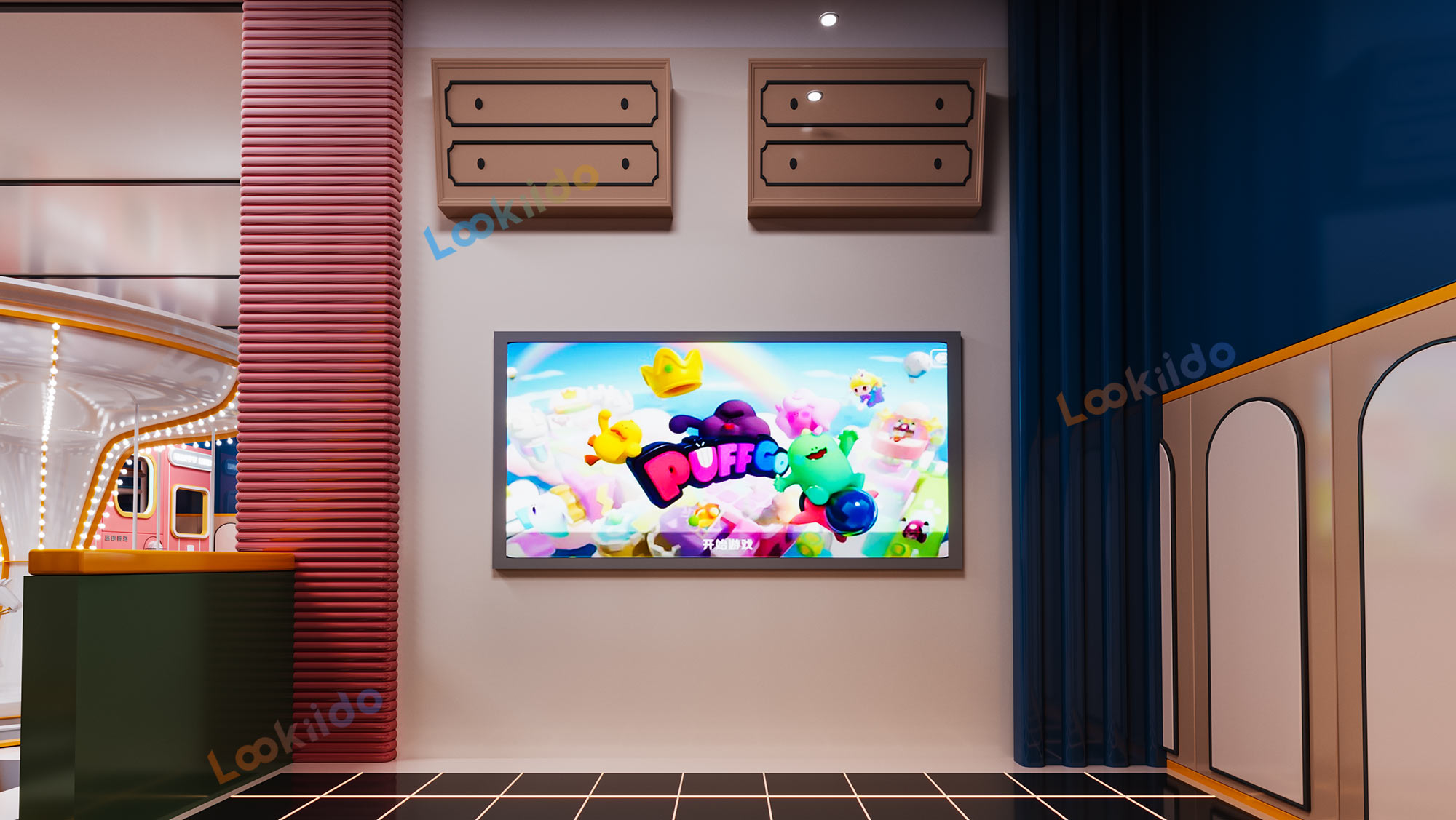 Compact Three-Story Indoor Play Equipment with Role Play Zones for Retail Locations