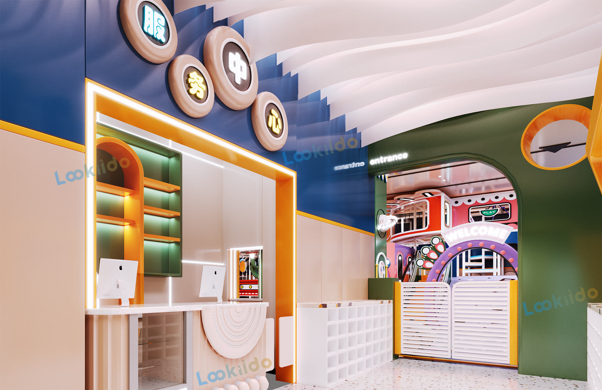 Compact Three-Story Indoor Play Equipment with Role Play Zones for Retail Locations