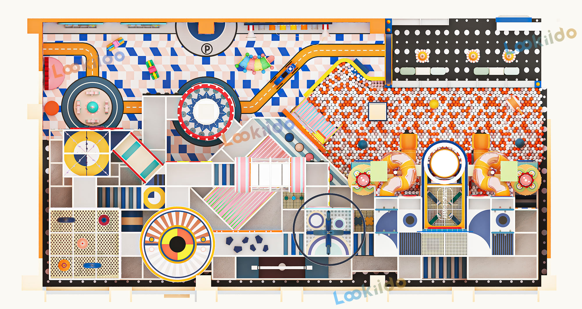 Pink 4-Level Indoor Playground Equipment Designed for Young Girls with LED Wave Slide