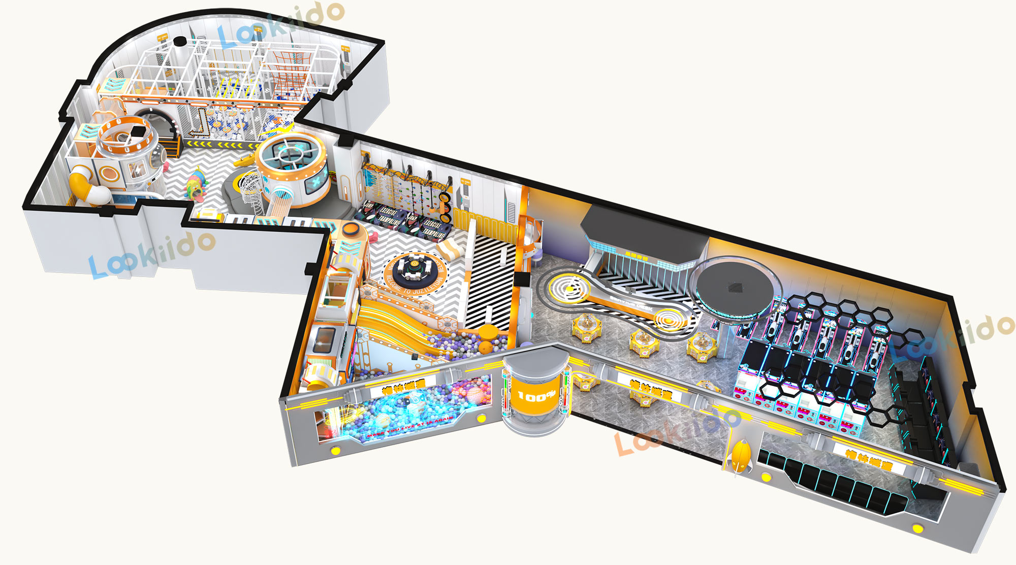 Toddler Soft Play Area Combined with Arcade Games Including Claw Machines and Racing Games