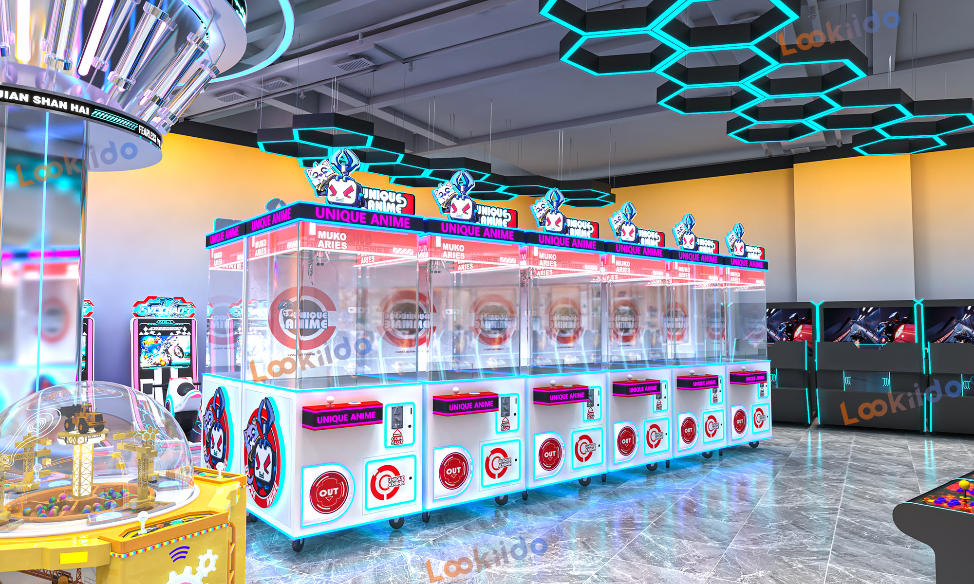 Toddler Soft Play Area Combined with Arcade Games Including Claw Machines and Racing Games