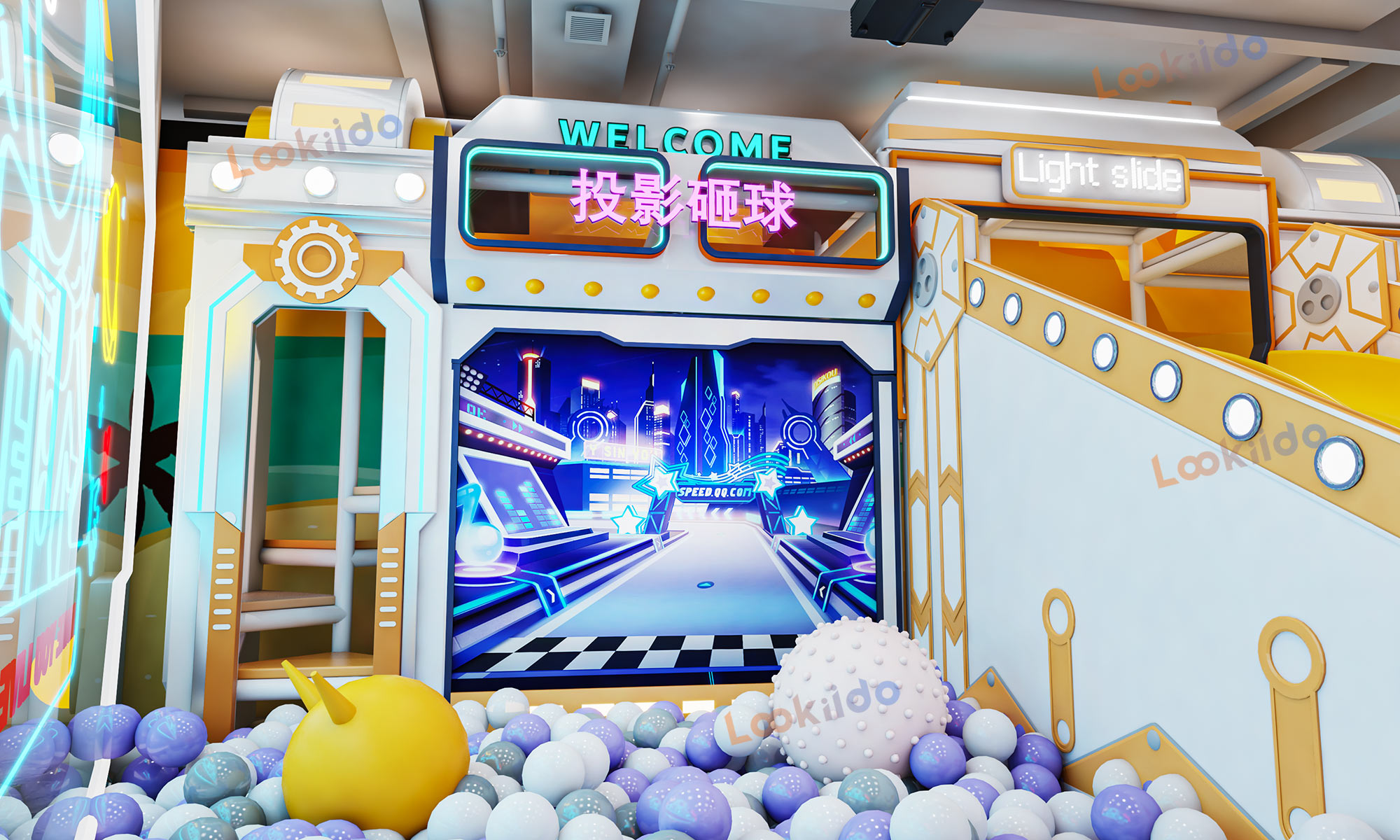 Toddler Soft Play Area Combined with Arcade Games Including Claw Machines and Racing Games