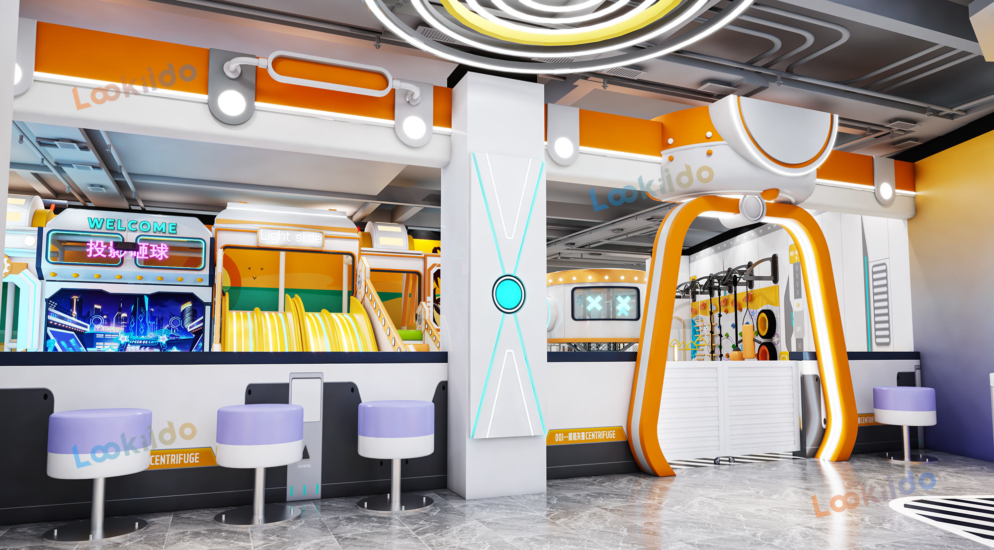 Toddler Soft Play Area Combined with Arcade Games Including Claw Machines and Racing Games