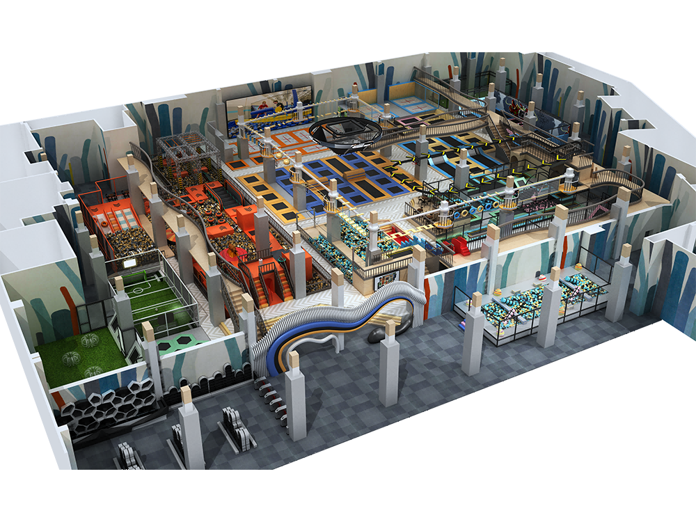 Multi Function Commercial Indoor Adult Children Kids Playground Amusement Park Ninja Warrior Course Customized Trampoline Park