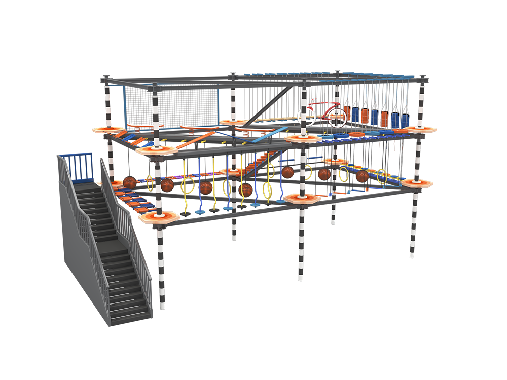 Customized High Rope Adventure Park Equipment Challenging Adventure Ropes Course For Kids