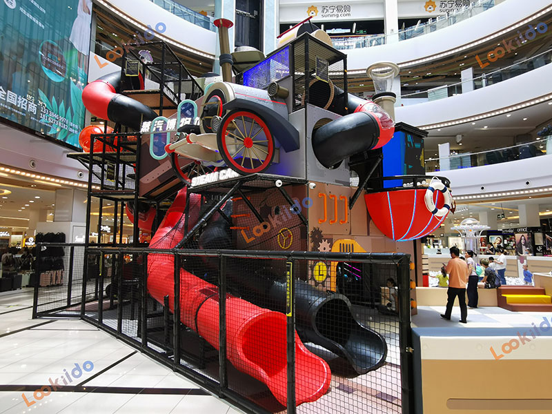 Real Shot of Retro Steam Train-Shaped Soft Play Playground