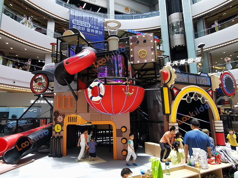 Real Shot of Retro Steam Train-Shaped Soft Play Playground