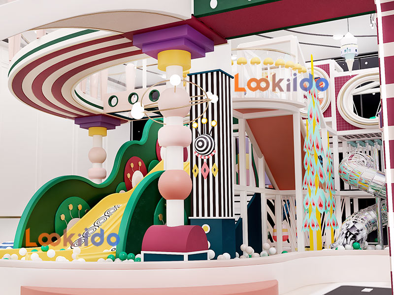 Science Fiction Planet Space Soft Playground with Fiberglass Slides and Role Playing House