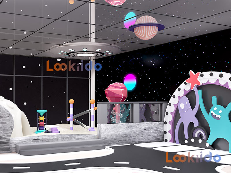 Science Fiction Planet Space Soft Playground with Fiberglass Slides and Role Playing House