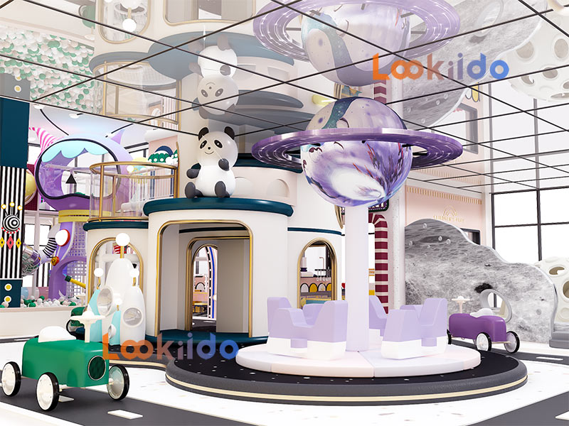 Science Fiction Planet Space Soft Playground with Fiberglass Slides and Role Playing House