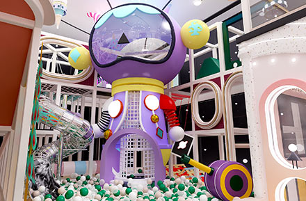 Science Fiction Planet Space Soft Playground with Fiberglass Slides and Role Playing House