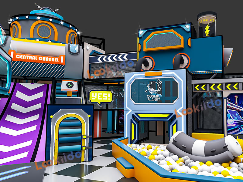 Space Themed Playground Equipment China Manufacturer for Young Children with Spiral Tube Slides