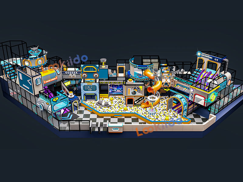 Space Themed Playground Equipment China Manufacturer for Young Children with Spiral Tube Slides