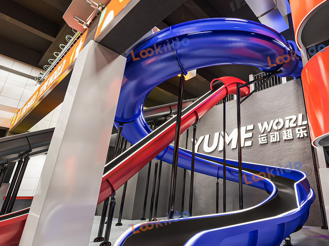 Indoor Sports Adventure Center Franchise Featuring Custom Designed Giant Launch Slides Equipment