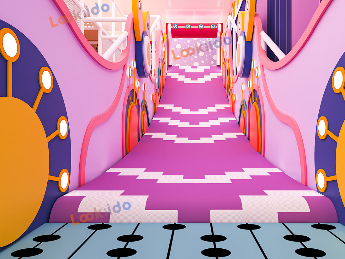 Luxurious Indoor Children Playground Equipment in Disney Themed Color Scheme Inside Mall