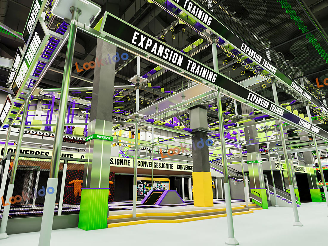 Ultimate 5-in-1 Indoor Playground Equipment Factory: Ninja Course, Ropes, Trampoline Park, Kids Maze & Slide Park for Ages 6-12