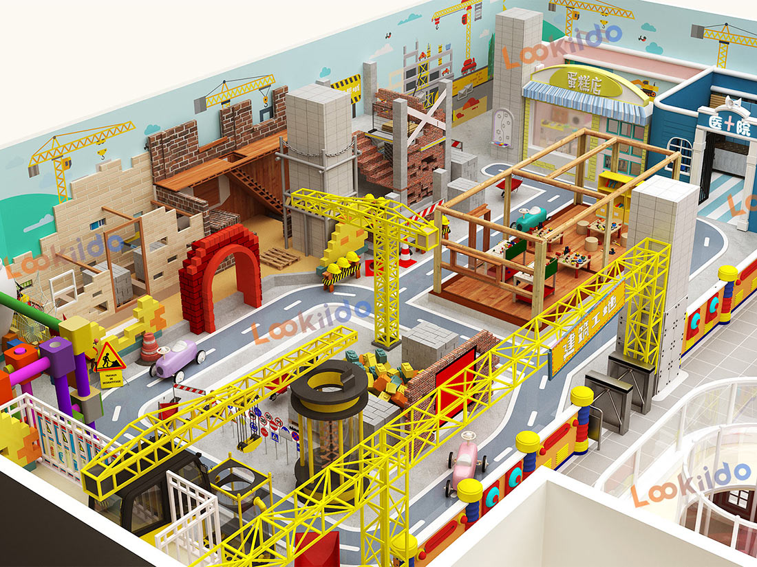 Kids' Adventure World Playground Equipment: 3-in-1 Play Zones with Candy Construction Themes