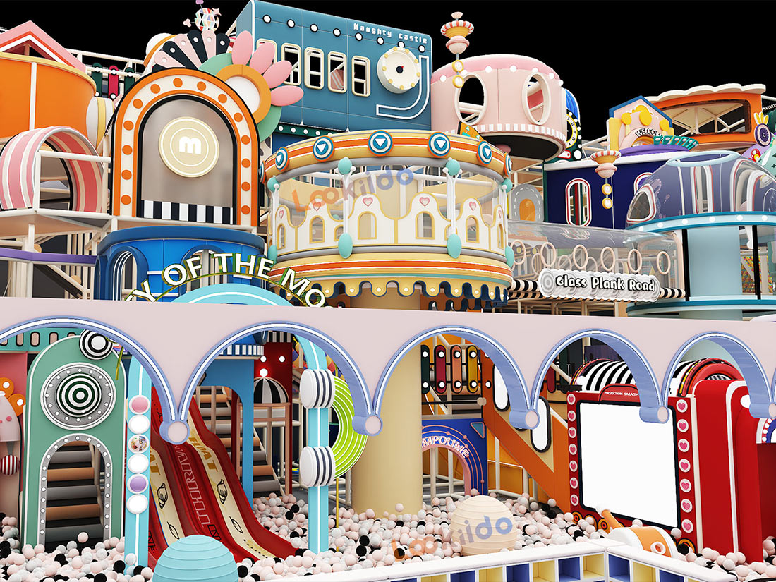 Commercial Indoor Playground Equipment Featuring a 5-Tier Steel Maze Structure