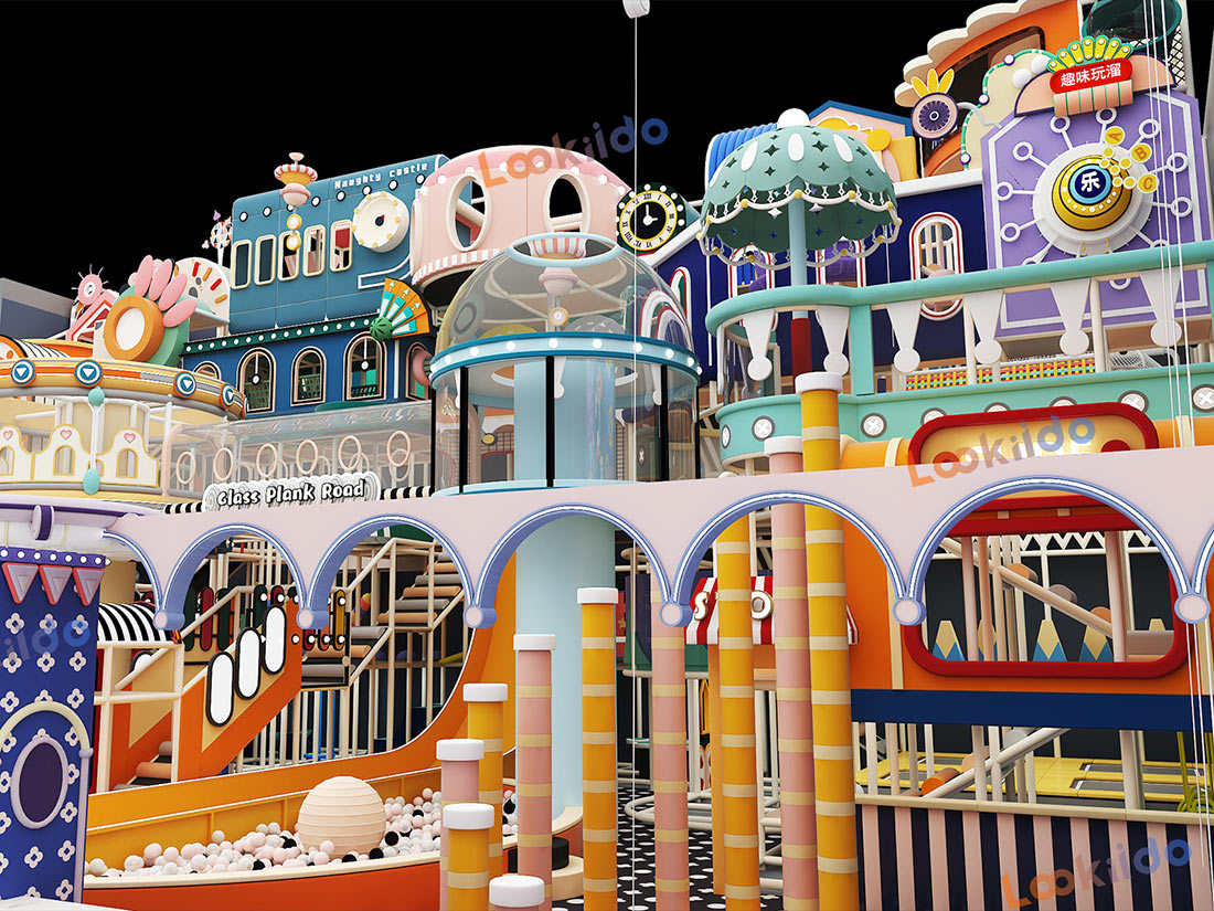 Commercial Indoor Playground Equipment Featuring a 5-Tier Steel Maze Structure