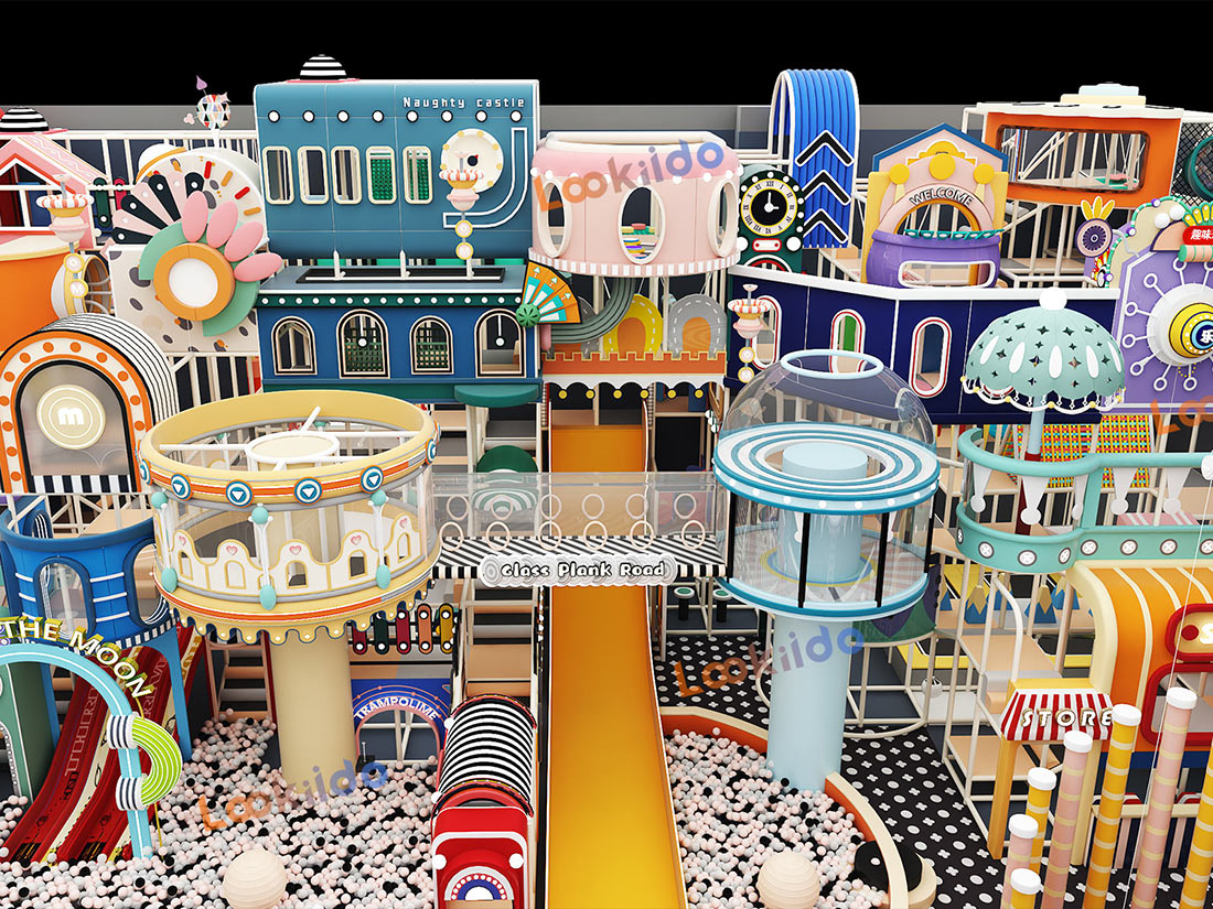 Commercial Indoor Playground Equipment Featuring a 5-Tier Steel Maze Structure