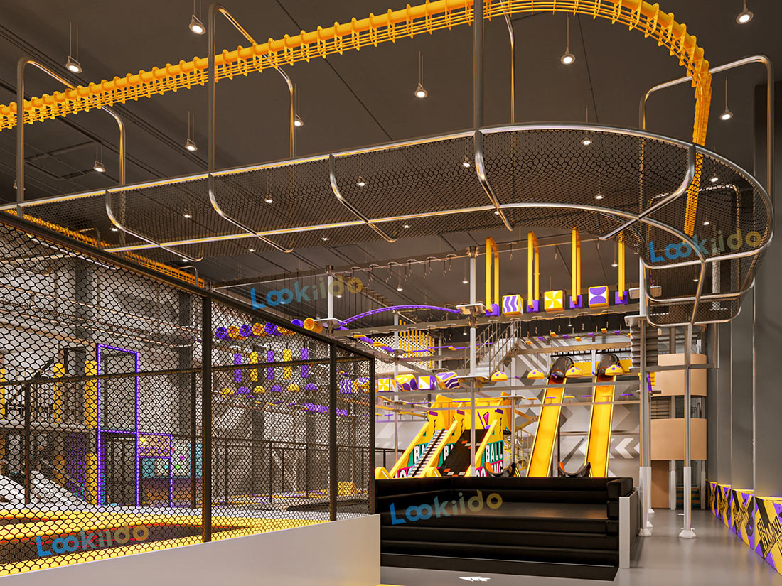 Dual-Age Indoor Adventure Park Featuring Sports Trampolines and Soft Play Maze Equipment