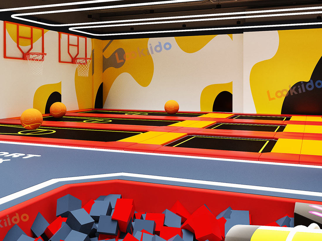 Multi Zone Indoor Adventure Park Plan Featuring Ninja Courses and Inflatable Bullfight