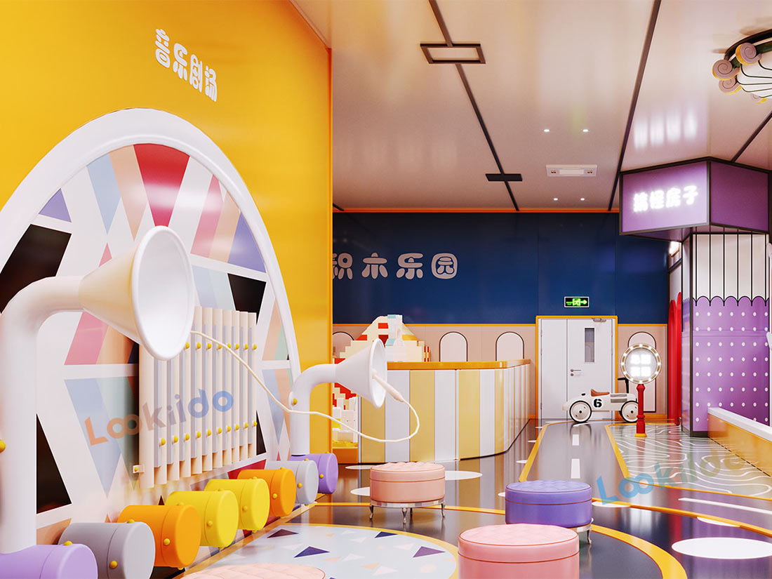 Compact Three-Story Indoor Play Equipment with Role Play Zones for Retail Locations